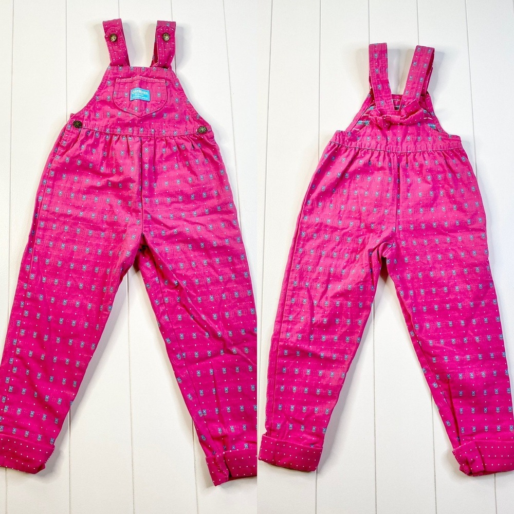 Vintage Oshkosh BGosh Floral Overalls, Size 5, Made in USA - Picture 4 of 11